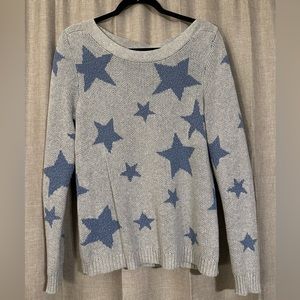 Marled Reunited Clothing Cotton Star Printed Sweater - Gray / size M